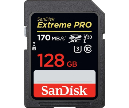 Karta pamięci Sandisk 128GB SDXC Extreme Pro odczyt: 170MB/s/ 90MB/s